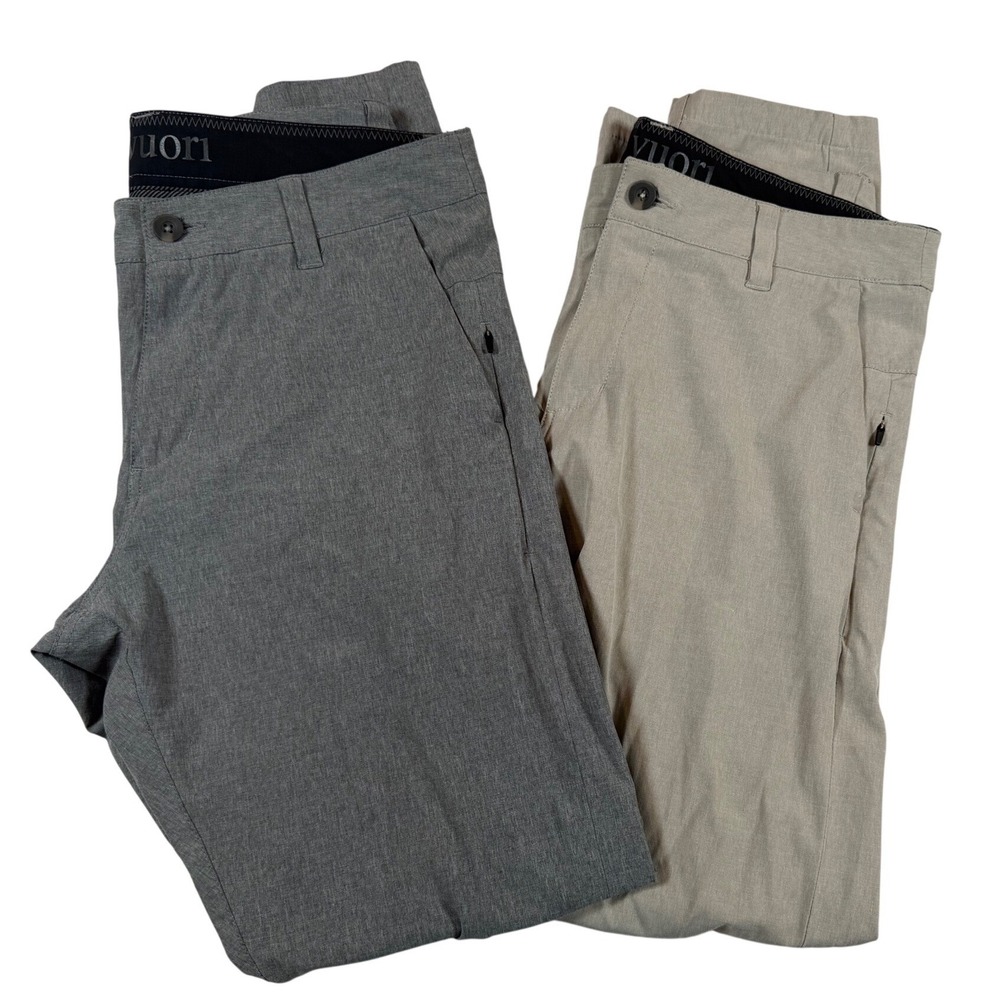 Vuori Mens Meta Pant Bundle 2 Pairs Grey Khaki V431 Sz 30x30 Slim Fit Chino